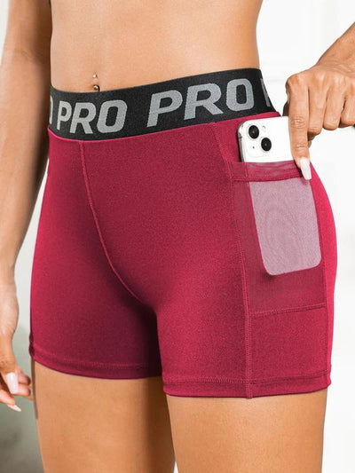 Women'S Letter Tape High Waist Sports Gym Shorts, Gym Clothes, Gym Shorts, Casual Contrast Mesh Pocket Sports Short Leggings, Summer Clothes, Gym Shorts for Women, Ladies Sportswear for Summer